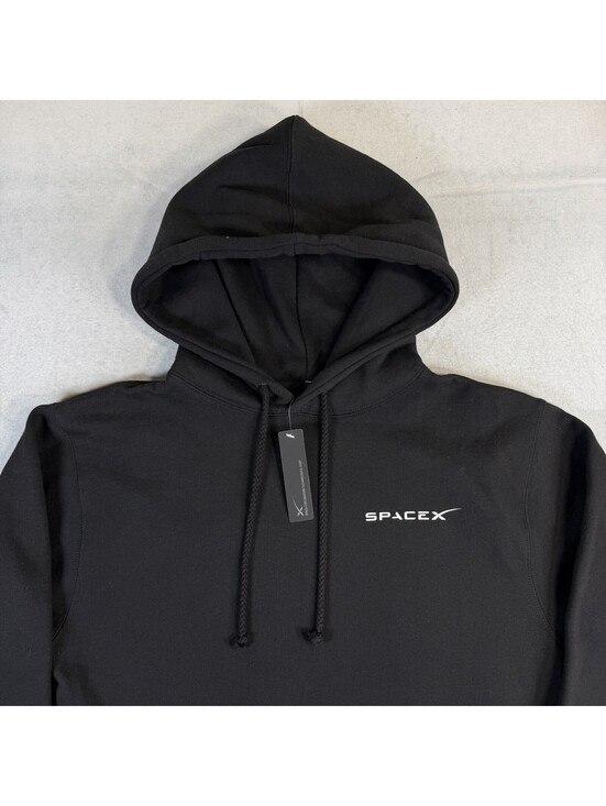 SpaceX Official Pullover Hoodie Black Mens Small Black Fleece Elon Musk NWT